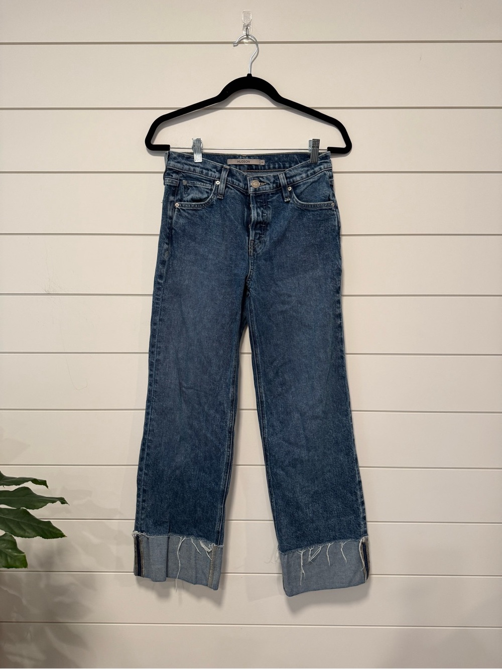Hudson Rosie Wide Leg Cuffed Blue Jeans Size 25
